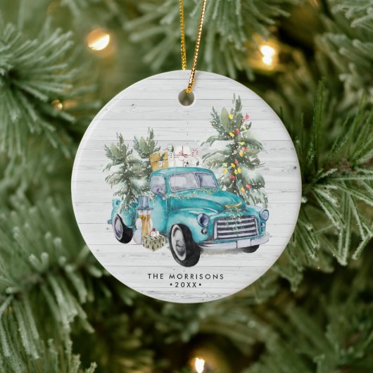 Ornement de Noël camion de ferme rustique (Arbre)