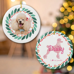 Ornement de Noël Caniche – Cadeau Pastel Personnal