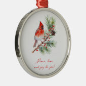 Ornement de Noël Cardinal Oiseau Rouge (Droite)
