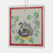 Ornement de Noël Carré à couture de six oies (Gauche)