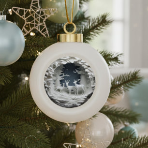Ornement de Noël Cerf de la Forêt d'Hiver