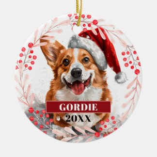 Ornement de Noël Chien Corgi Gallois avec Chapeau 