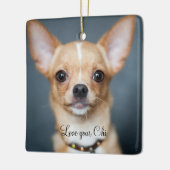Ornement de Noël Chihuahua Carré Photo (Gauche)