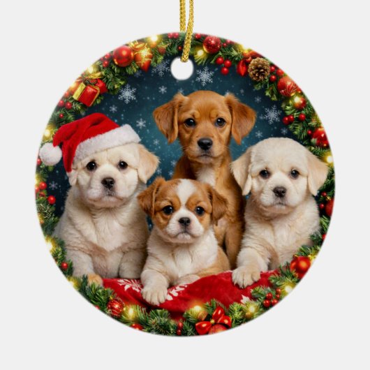 Ornement de Noël Chiot Adorable (Devant)