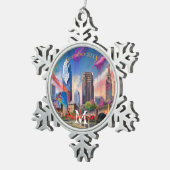 Ornement de Noël Cleveland Snowflake Pewter (Vue impression)