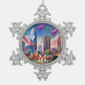 Ornement de Noël Cleveland Snowflake Pewter (Devant)