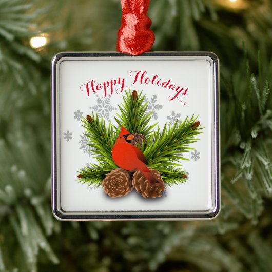 Ornement de Noël Cônes de Pin et Cardinal (Arbre)