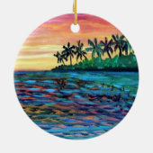 Ornement de Noël Coucher de soleil sur l'île (Dos)