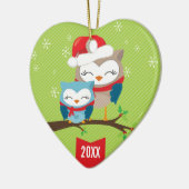 ORNEMENT DE NOËL :: couple de chouettes festives (Gauche)