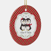 Ornement de Noël Couple de Manchots Amour Mignon (Droite)