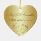 Ornement de Noël d'anniversaire de mariage d'or (Dos)