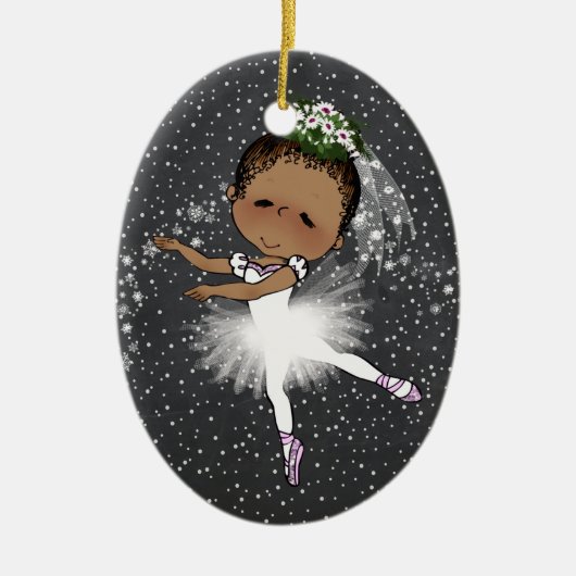 Ornement de Noël de ballerine d'Afro-américain (Devant)