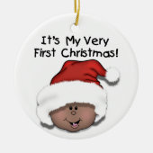 Ornement de Noël de bébé d'Afro-américain ęr (Devant)