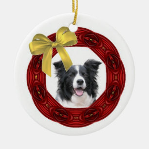 Ornement de Noël de border collie