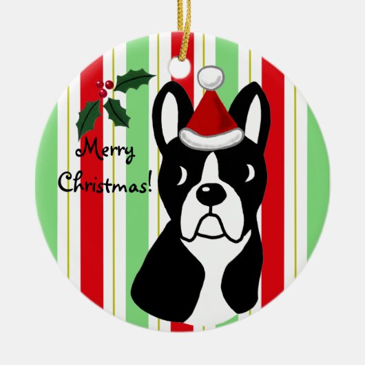 Ornement de Noël de Boston Terrier (Devant)
