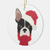 Ornement de Noël de Boston terrier. Neige (Gauche)