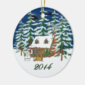 Ornement de Noël de cabine de rondin 2014 (Gauche)