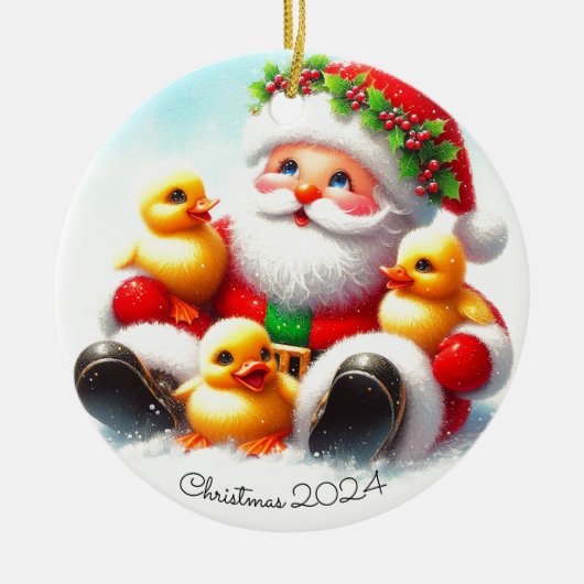 Ornement de Noël de canetons de Santa (Devant)
