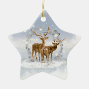 Ornement de Noël de cerfs communs de neige