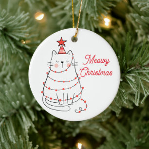 Ornement de Noël de chat amusant Meowy