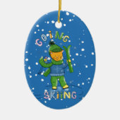 Ornement de Noël de chat faisant du ski (Devant)