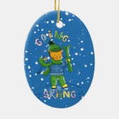 Ornement de Noël de chat faisant du ski (Dos)