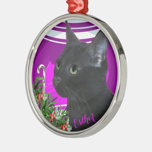 Ornement de Noël de chat noir (Gauche)