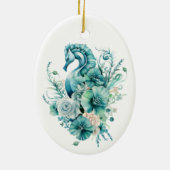 Ornement de Noël de Cheval de mer Turquoise clair (Dos)