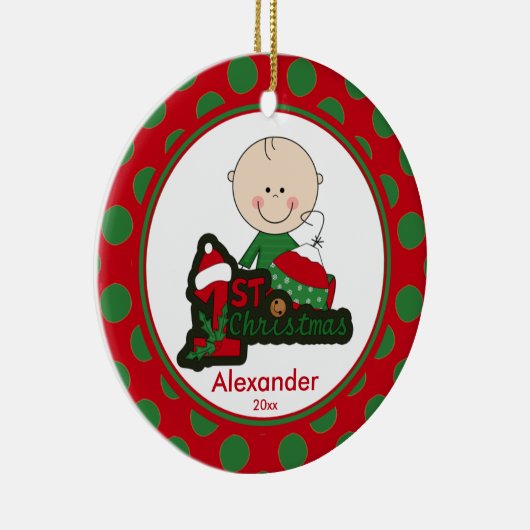 Ornement de Noël de chiffre bébé de bâton premier (Droite)