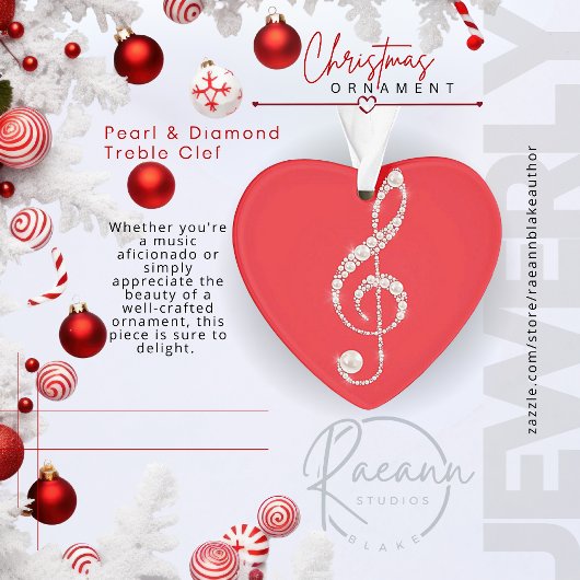 Ornement de Noël de Clef Pearl et Diamond Treble