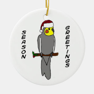 Ornement de Noël de Cockatiel de salutations de
