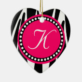 Ornement de Noël de coeur d'impression de zèbre de (Droite)