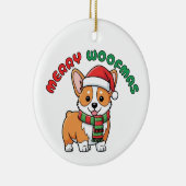Ornement de Noël de Corgi : Joyeux Woofmas (Droite)