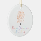 Ornement de Noël de couple lesbienne Queer (orange (Droite)