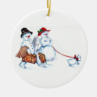 Ornement de Noël de couples de bonhomme de neige