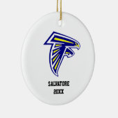 Ornement de Noël de faucon de bleu et d'or (Droite)