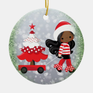 Ornement de Noël de fille d'Afro-américain