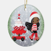 Ornement de Noël de fille d'Afro-américain (Gauche)