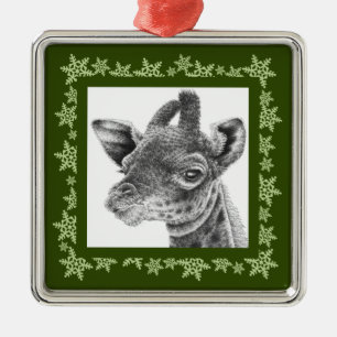 Ornement de Noël de flocon de neige de girafe de