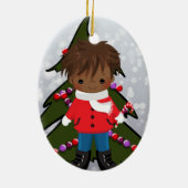 Ornement de Noël de garçon d'Afro-américain (Dos)