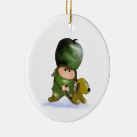 Ornement de Noël de garçon et de chien (Droite)