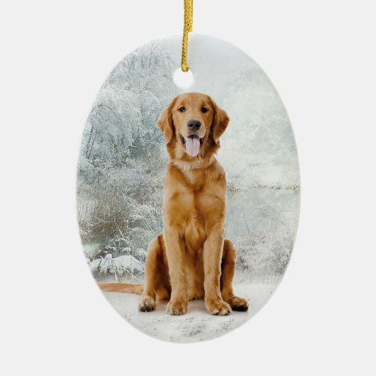 Ornement de Noël de golden retriever (Devant)