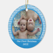 Ornement de Noël de jumeaux de bleu premier (Gauche)