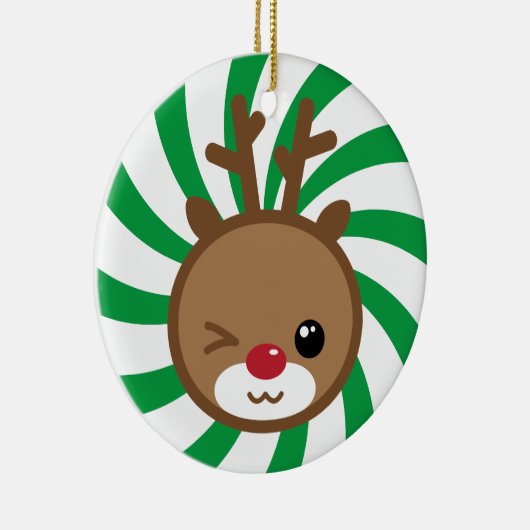 Ornement de Noël de Kawaii Reindeer (Droite)