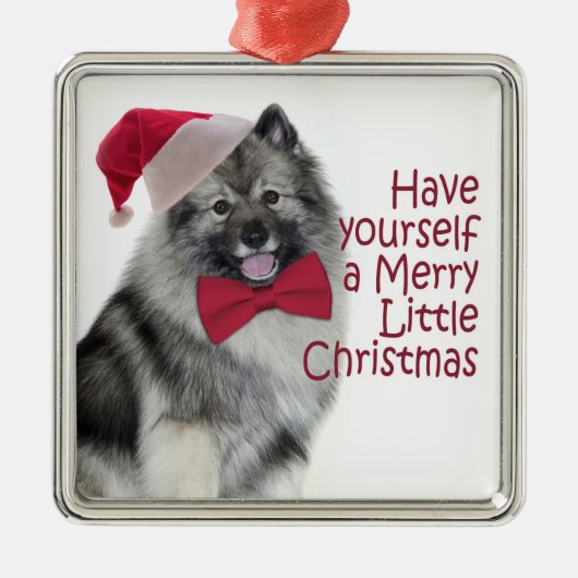 Ornement de Noël de Keeshond de Père Noël (Devant)