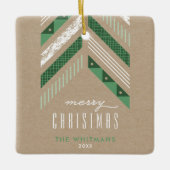 Ornement de Noël de la bande de Herringbone - Vert (Devant)