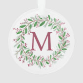 Ornement de Noël de la couronne de monogramme (dos)