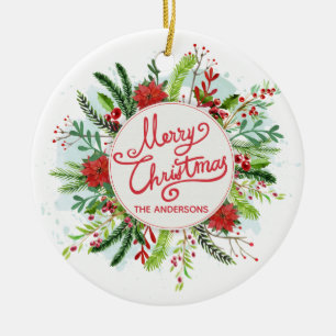 Ornement de Noël de la couronne florale personnal
