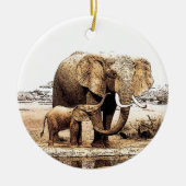 Ornement de Noël de la famille des éléphants (Devant)