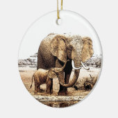 Ornement de Noël de la famille des éléphants (Gauche)